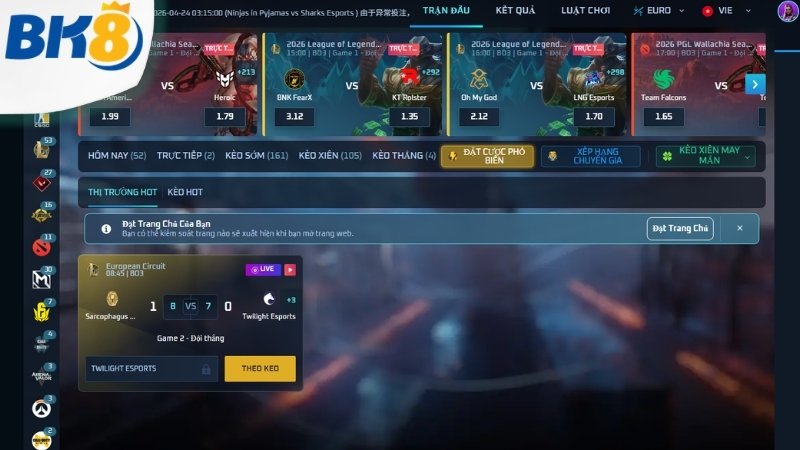 Các loại kèo cược phổ biến nhất trong 2 sảnh Esport