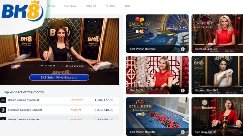 Casino BK8 - sảnh game ấn tượng và chuyên nghiệp