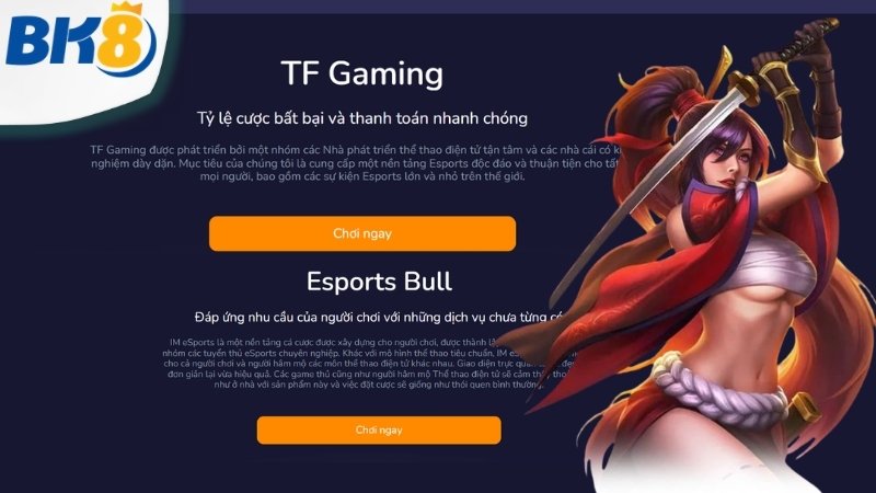 Khám phá các sảnh cược đẳng cấp tại Esport BK8