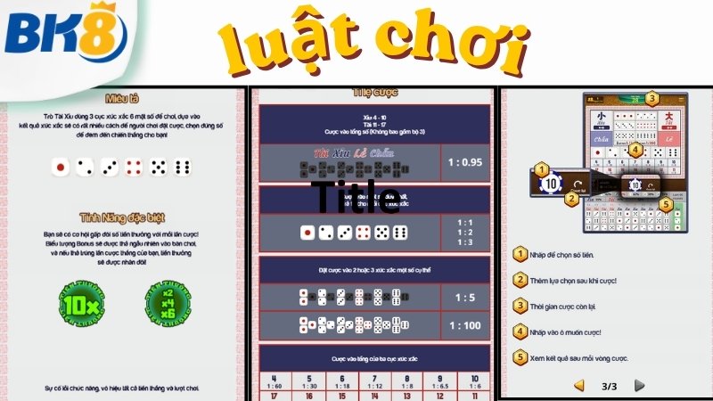 Luật chơi tài xỉu BK8 chi tiết cho người mới bắt đầu