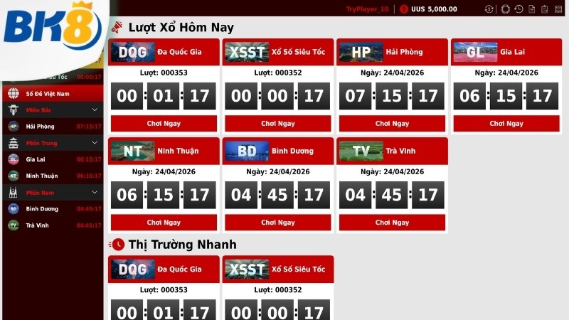 Tỷ lệ thưởng tại lô đề BK8 thuộc top cao trên thị trường